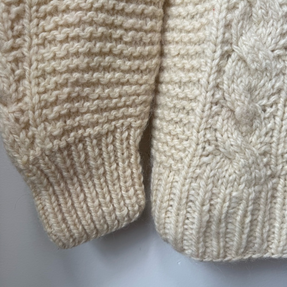 B. Altman Vintage wool cable knit fisherman sweater cream made in Greece - Picture 4 of 6
